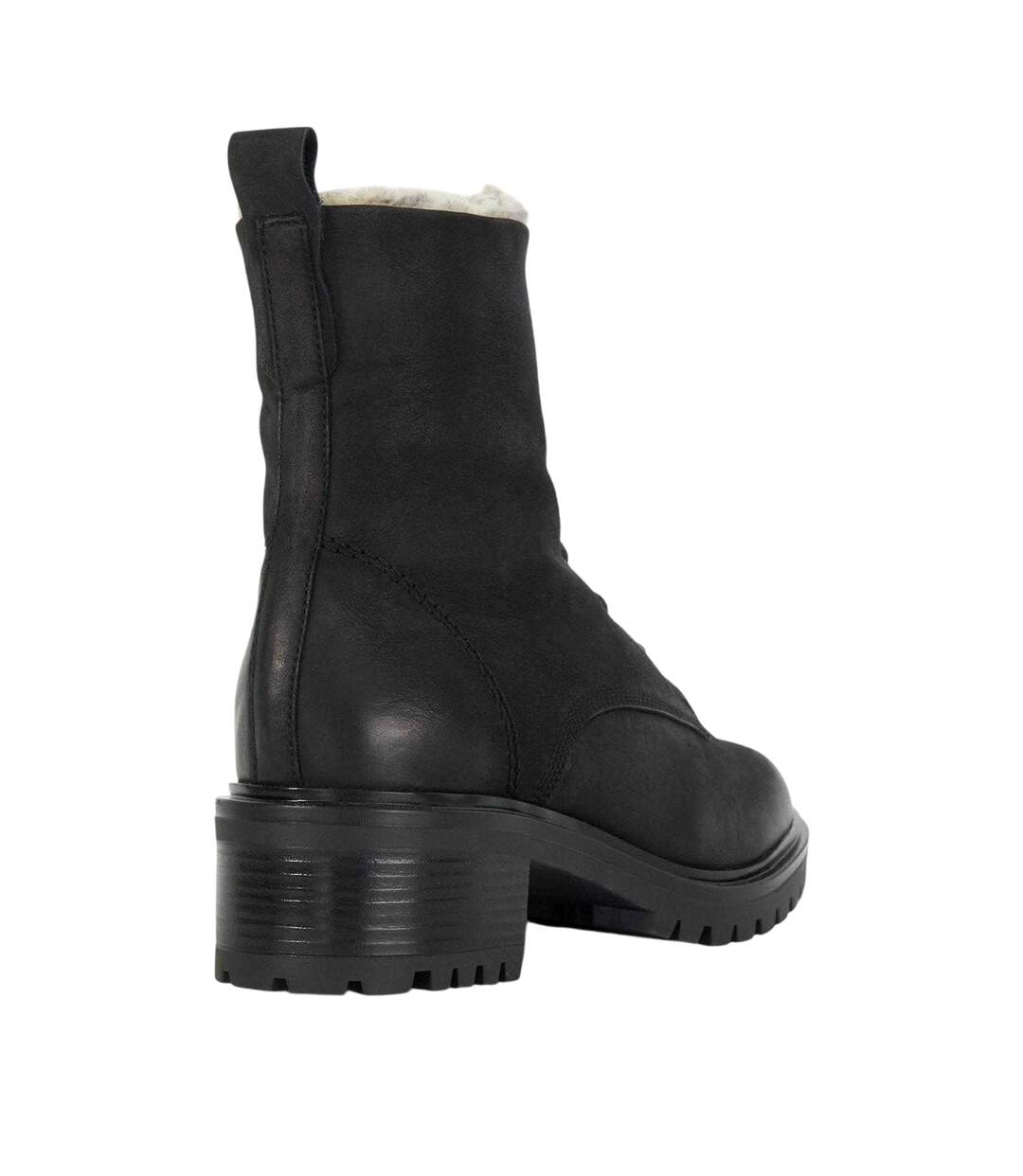 Womens/ladies Leather Block Heel Combat Boots Black Dune London-2