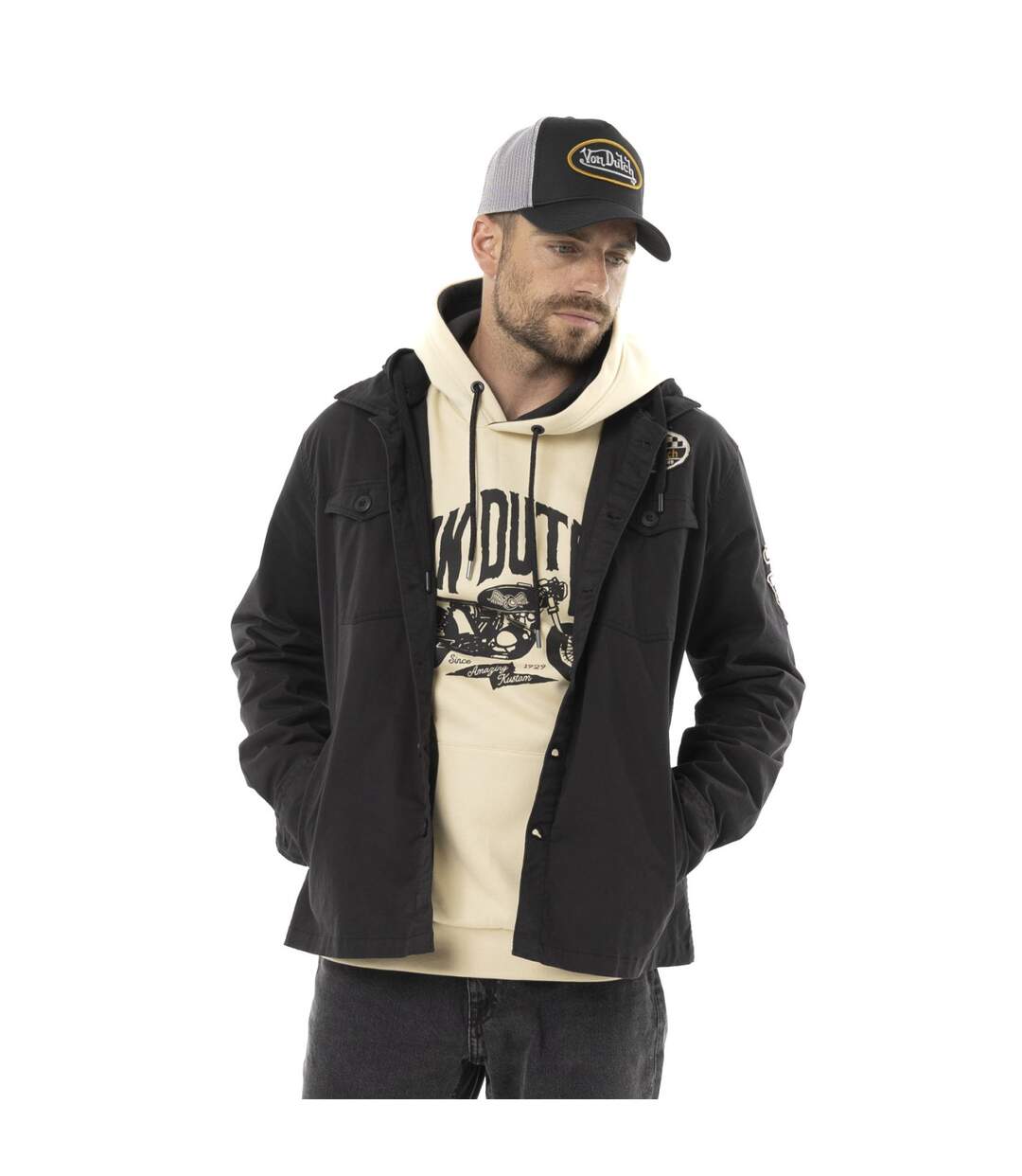 Surchemise homme en twill stretch avec capuche détachable Ritual Vondutch-1