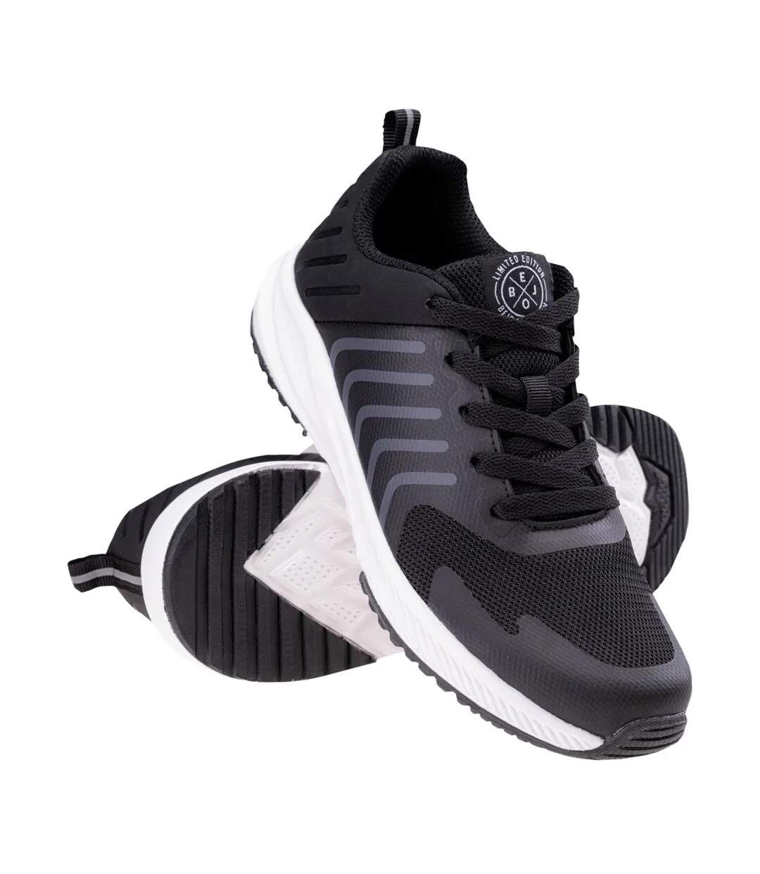 Childrens/kids Barry Logo Trainers Black White Bejo-4