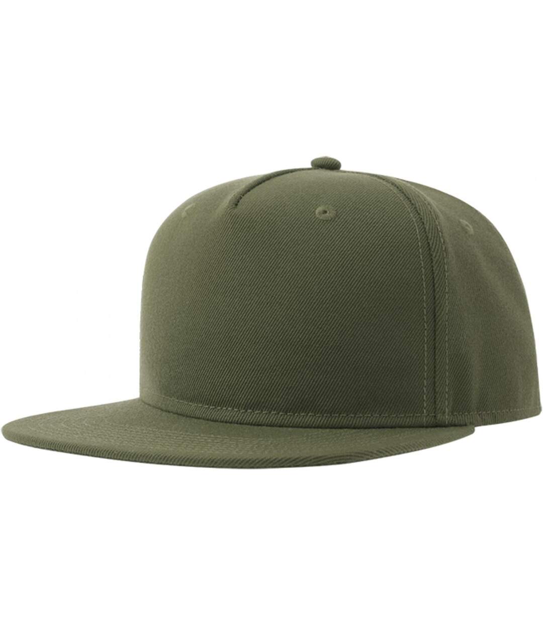 Unisex Adult 5 Panel Snapback Baseball Cap Olive Atlantis-1