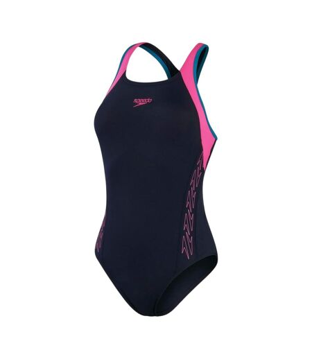 Maillot De Bain 1 Pièce Motif/style Abstrait Femme Bleu Marine Rose Abstrait Speedo