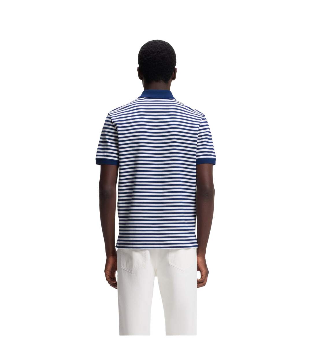 Mens Striped Short-sleeved Polo Shirt Blue White Hugo-3