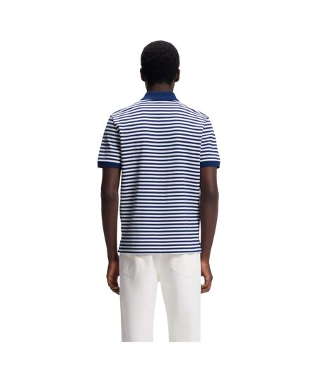 Mens Striped Short-sleeved Polo Shirt Blue White Hugo