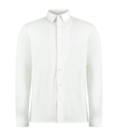 Mens superwash 60°c tailored long-sleeved shirt white Kustom Kit