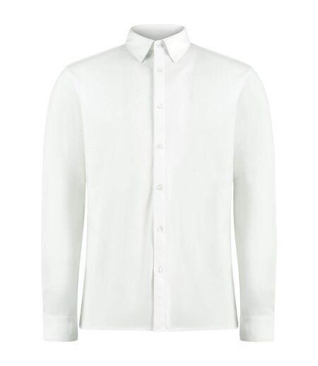 Mens superwash 60°c tailored long-sleeved shirt white Kustom Kit