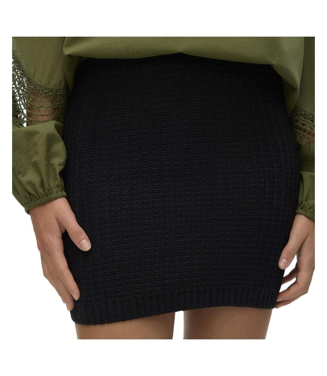 Jupe en maille noire femme vero moda omega-1