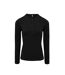 T-shirt henley manches retroussables - Femme - PR318 - noir