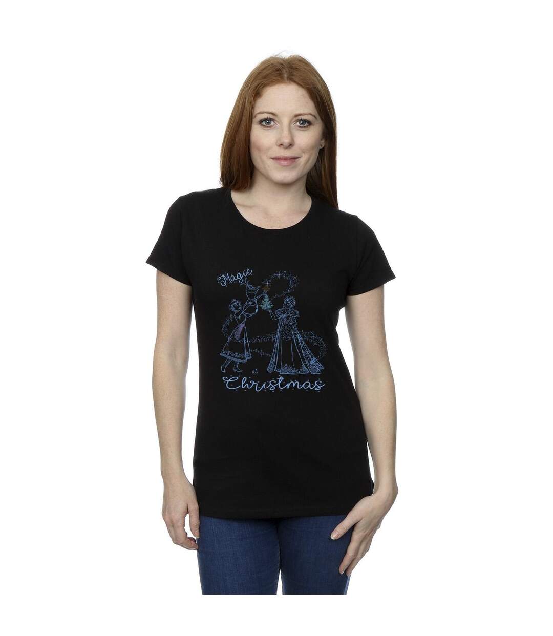 Disney Femme/Les femmes Frozen Magic Christmas Cotton T-Shirt (Noir) - UTBI22075-2