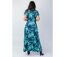 Robe longue viscose SAKURA imprimé marine et turquoise Coton Du Monde-4