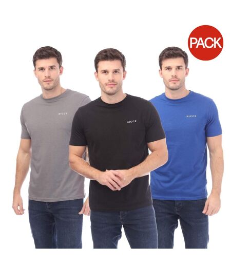 Pack Of 3  Mens Duka Logo T-shirt  Navy Grey Black Nicce