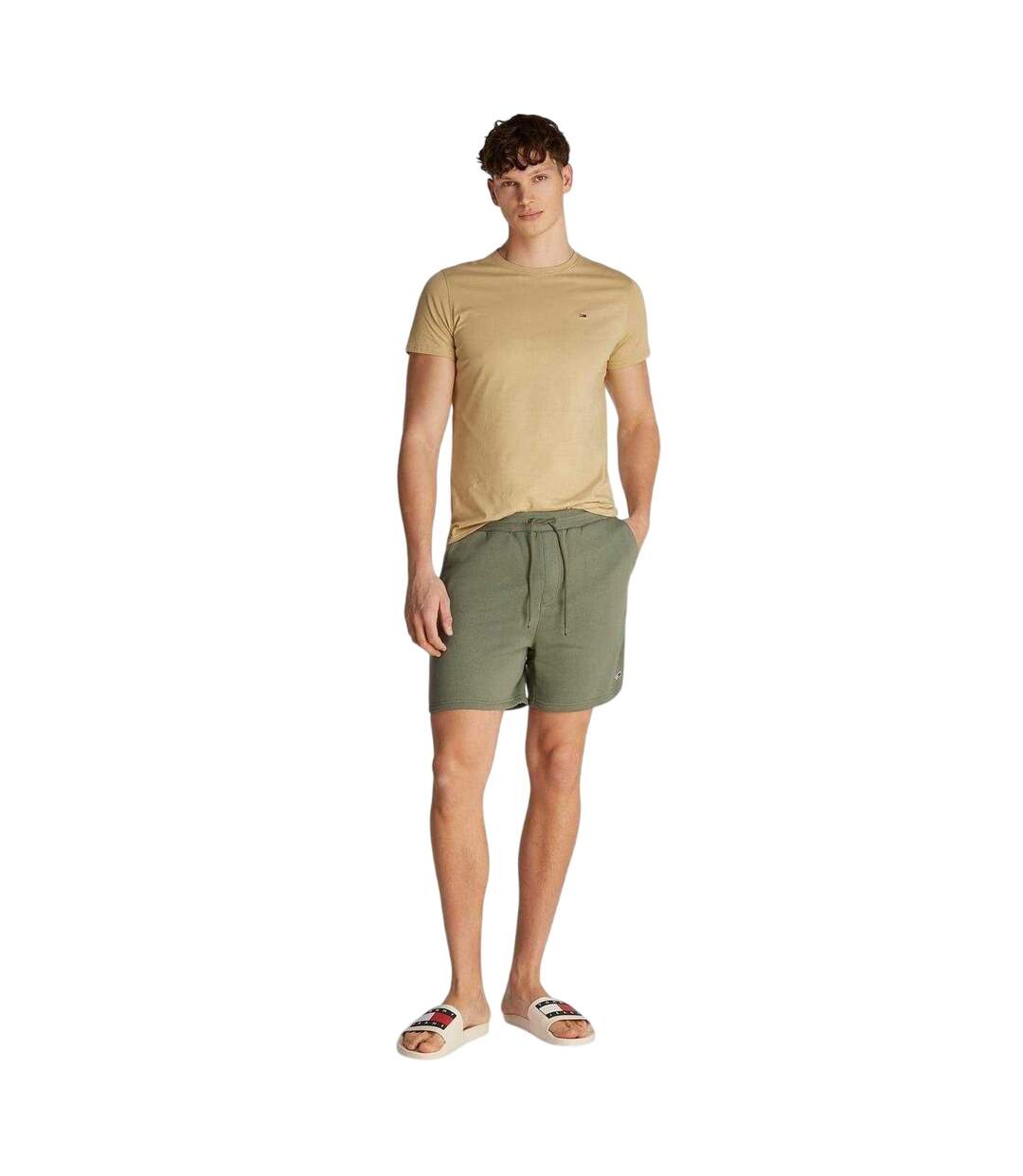 Mens Flagbeach Polycotton Logo Shorts Green Tommy Jeans-3