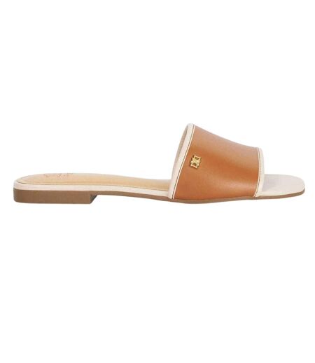 Womens/ladies Laras Minimalist Leather Flat Sandals Tan Dune London