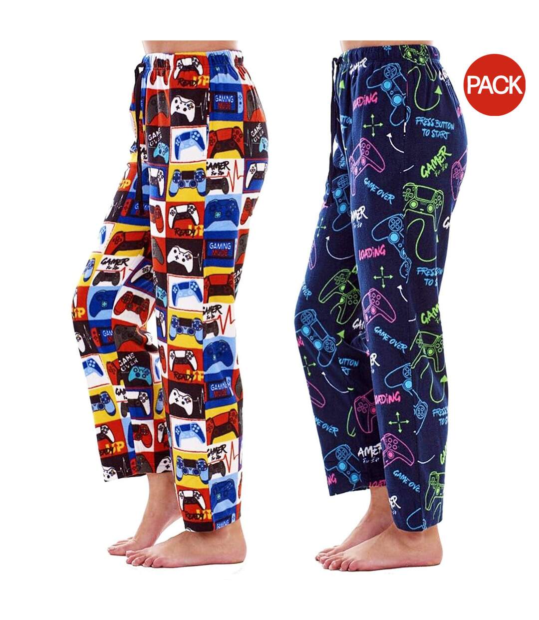 Pack Of 2  Mens Gaming Levels Game Controller Lounge Pants  Multicoloured Neon Keanu-2