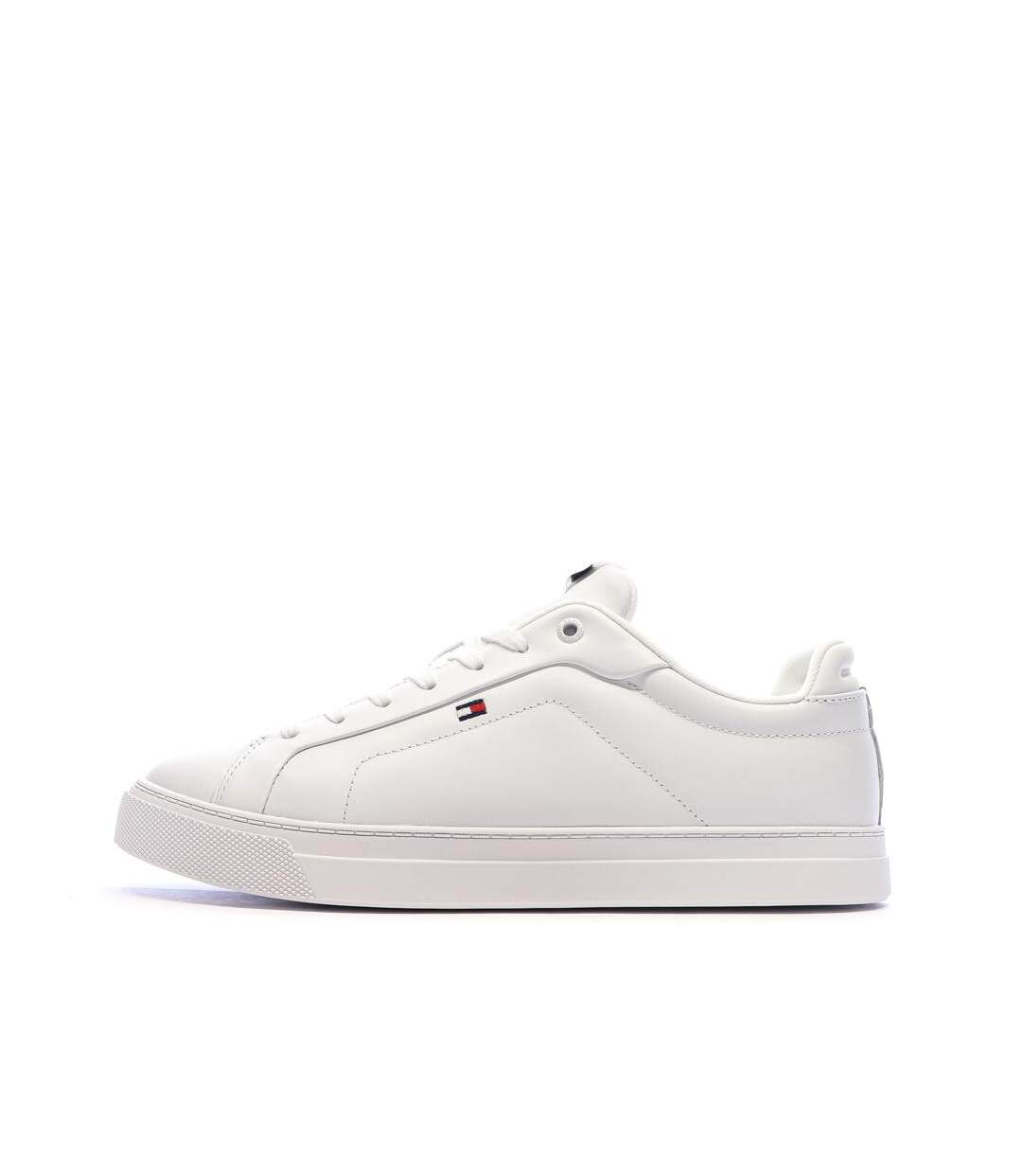 Baskets blanches homme tommy hilfiger icon court lth flag-1