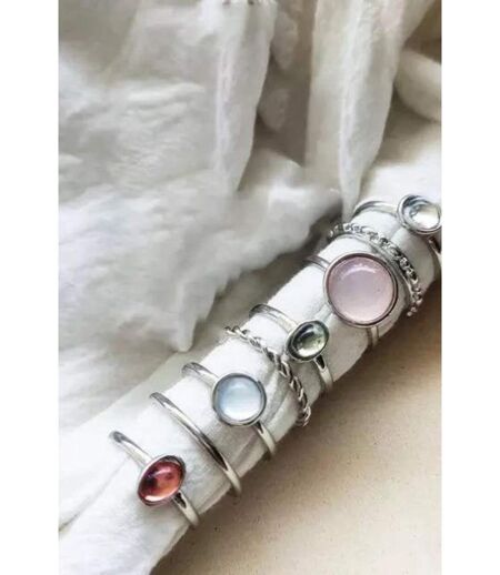 8 Pcs Set Colourful Stone Metallic Fashion Stacking Boho Rings