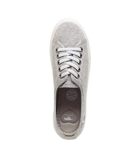 Womens/ladies Chow Chow Flat Trainers Light Grey Rocket Dog