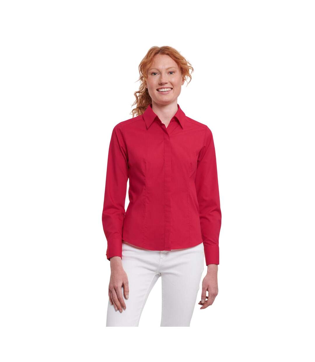 Chemisier Manches Longues Femme Rouge Classique Russell Collection-1