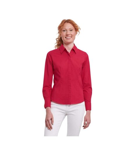 Chemisier Manches Longues Femme Rouge Classique Russell Collection