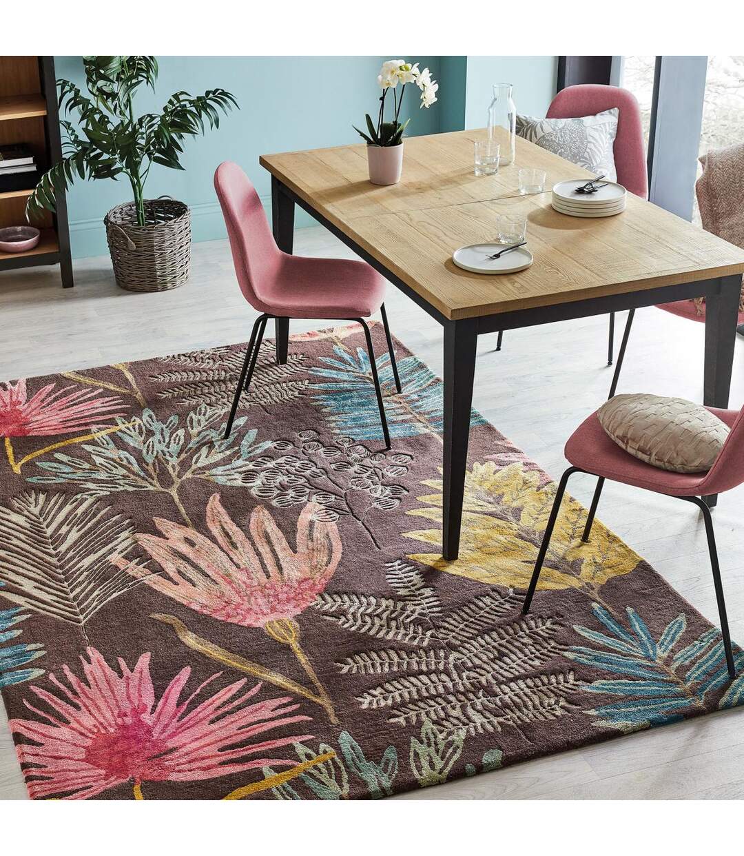 Tapis salon et chambre fait à la main en laine motif floral EPIC-2