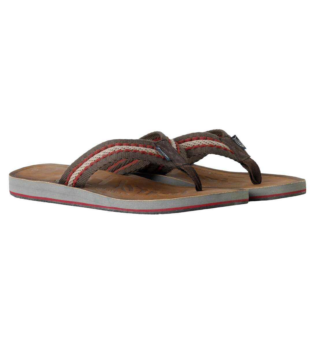 Mens malham faux leather flip flops antique tan Weird Fish-1