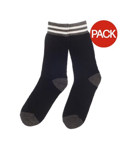 Pack Of 3  Mens Recycled Cotton Work Socks  Black Grey Ribbon