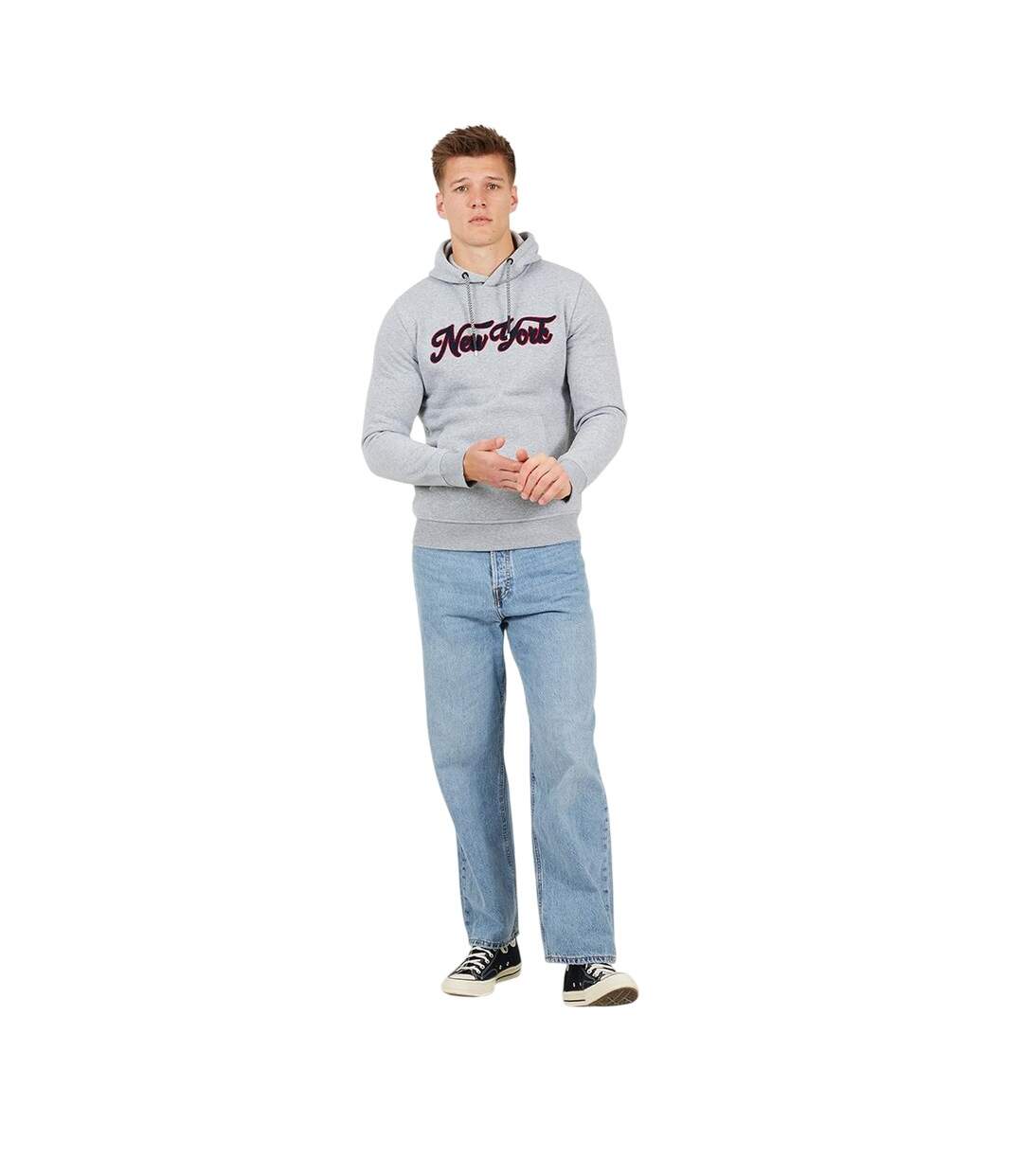 Mens Crossover Overhead Hoodie Light Grey Marl Brave Soul-3