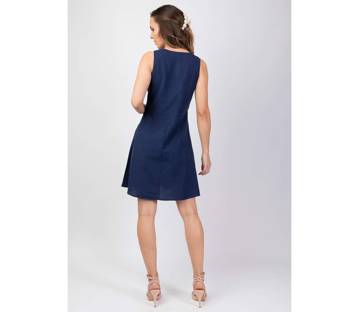 Robe courte unie MAURINE larges bretelles Coton Du Monde-4