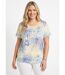 T-shirt court motif et strass col rond-1