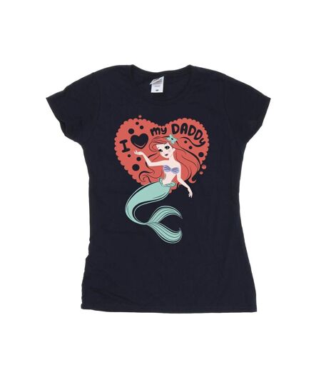 Disney T-shirt en coton Femme/Ladies The Little Mermaid Love Daddy (Bleu marine) - UTBI26334