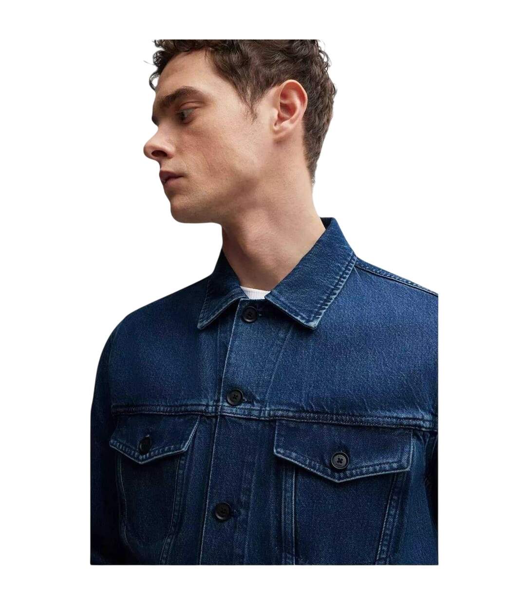 Mens Straight Hem Denim Jacket Medium Blue Boss-4