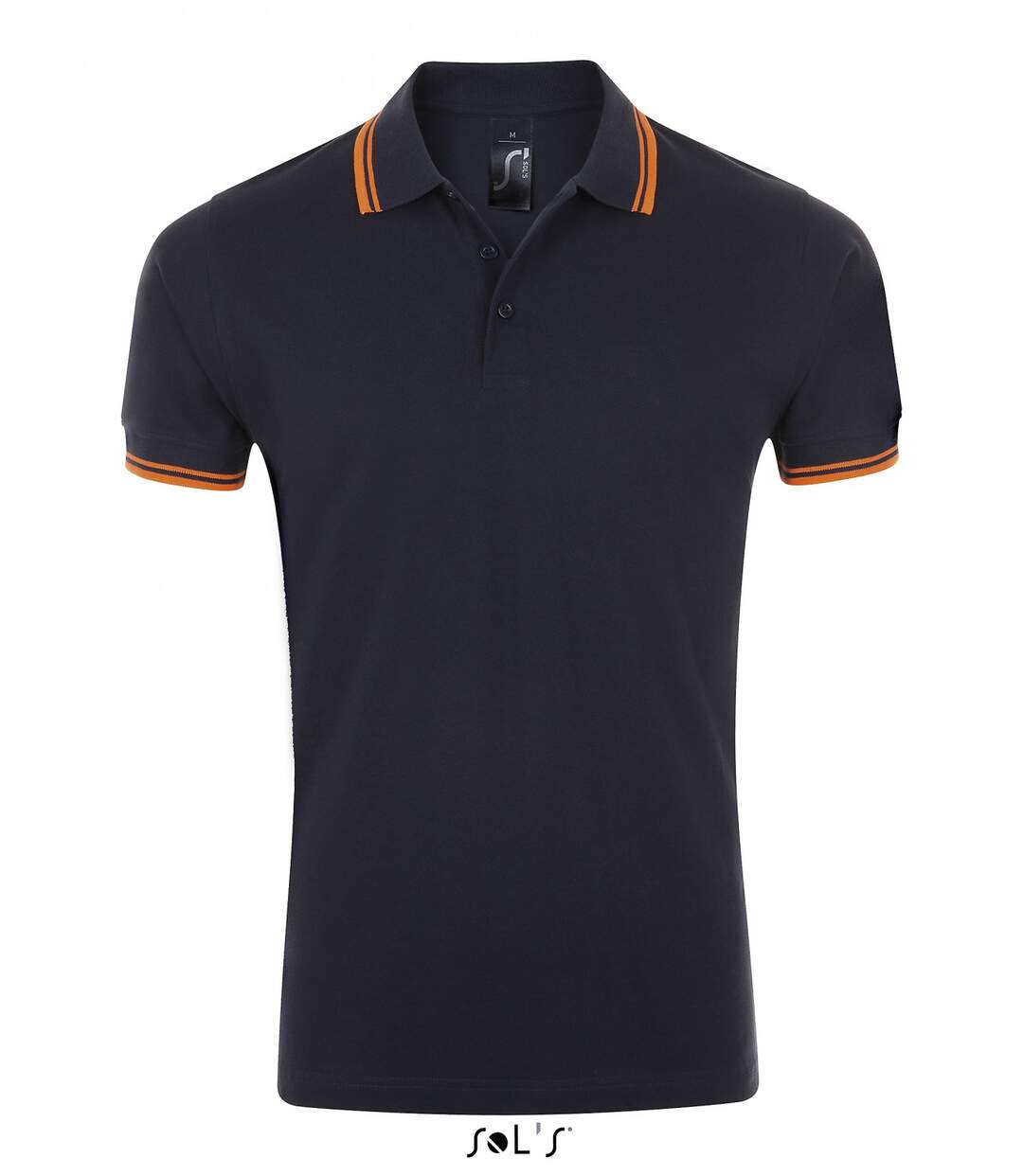 Polo homme coton - 00577 - bleu marine et bande orange-2