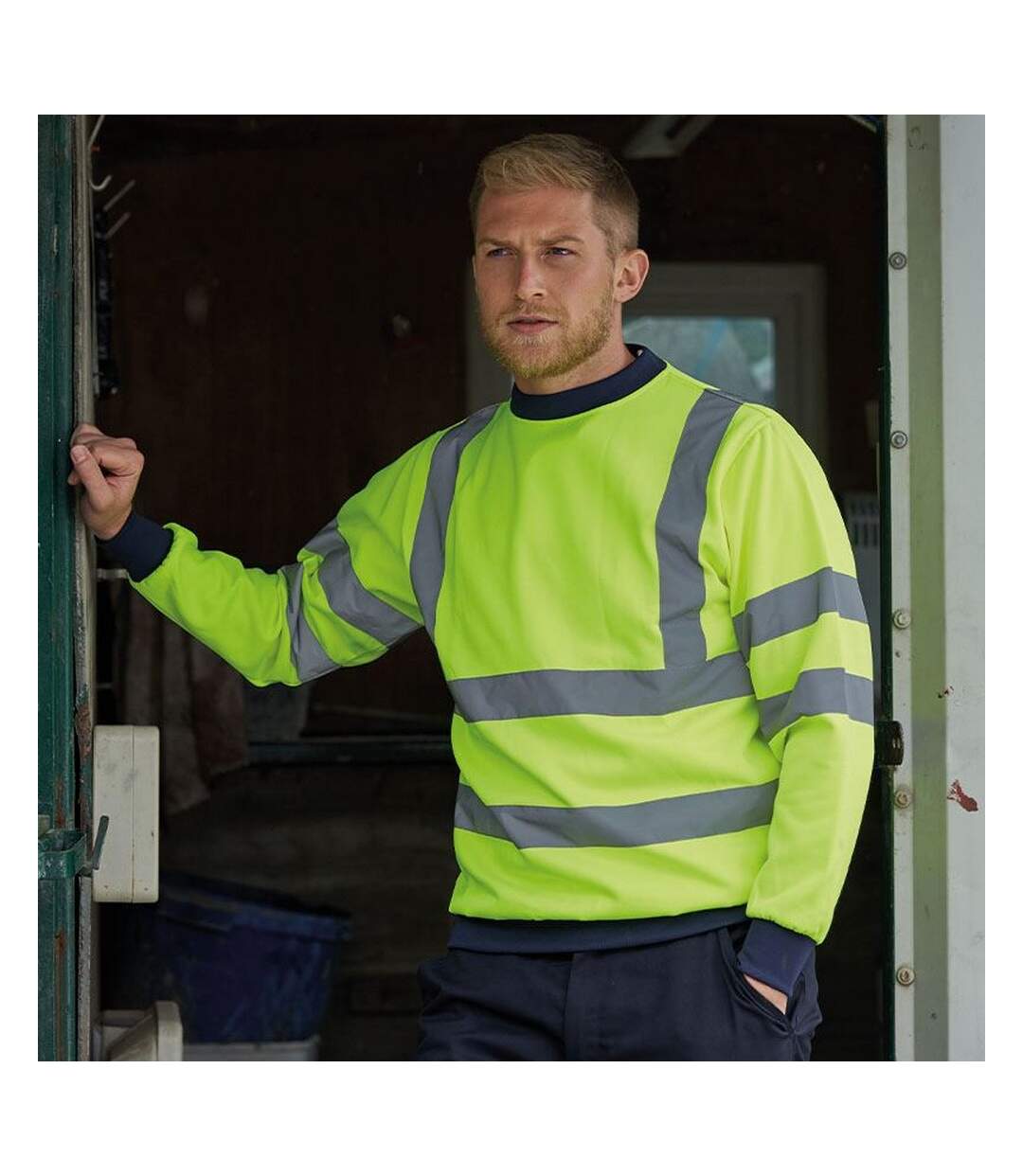 Mens high visibility sweatshirt yellow/navy PRO RTX-3
