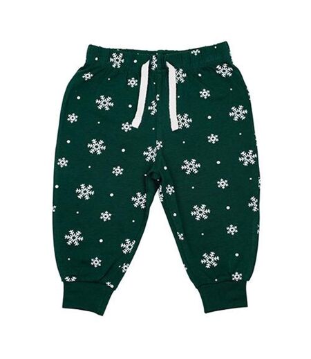 Pantalon De Jogging Motif/style Flocons De Neige Bébé Vert Bouteille Blanc Larkwood