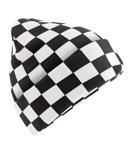 Bonnet Motif/style Damier Noir Blanc Doux Beechfield