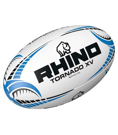 Ballon de rugby tornado taille 5 blanc / bleu / noir Rhino