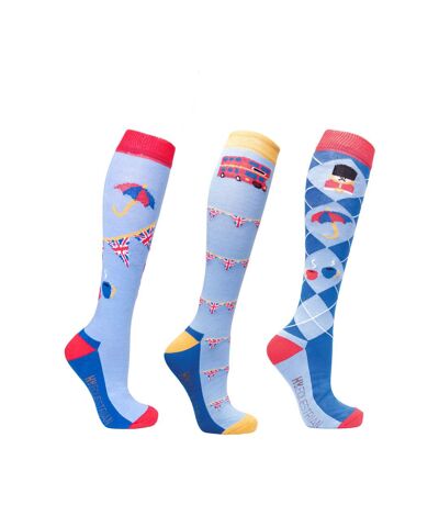 Hy Unisex Adult Love From London Socks (Pack of 3) (Sky Blue/Royal Red) - UTBZ4979