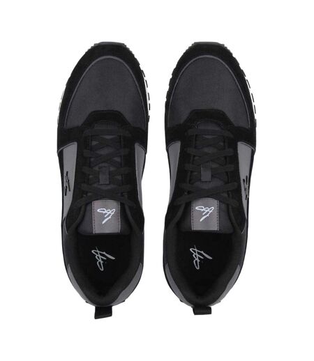Mens Leather Low Cut Trainers Black Loyalti
