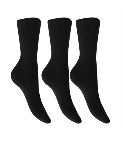 Womens/Ladies Extra Fine Silk Touch Bamboo Socks (3 Pairs) (Black) - UTW367