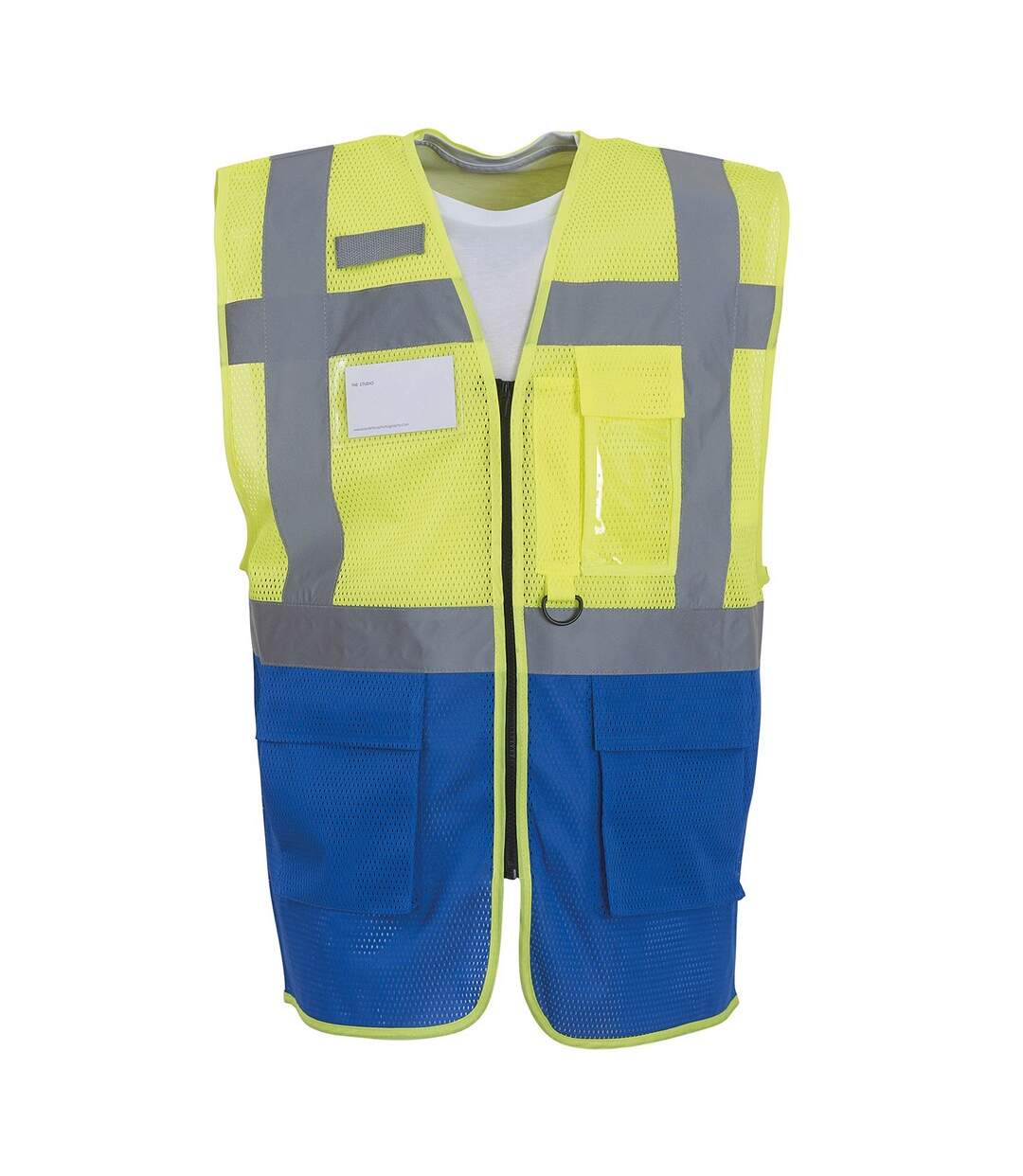 Mens executive mesh hi-vis vest yellow/royal blue Yoko-1