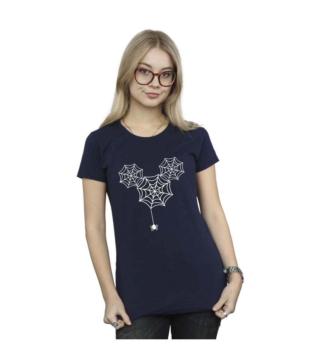 Disney Femme/Les femmes - T-shirt en coton avec tête de toile d'araignée Mickey Mouse (Bleu marine) - UTBI33529-2