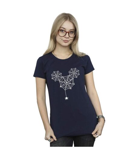 Disney Femme/Les femmes - T-shirt en coton avec tête de toile d'araignée Mickey Mouse (Bleu marine) - UTBI33529