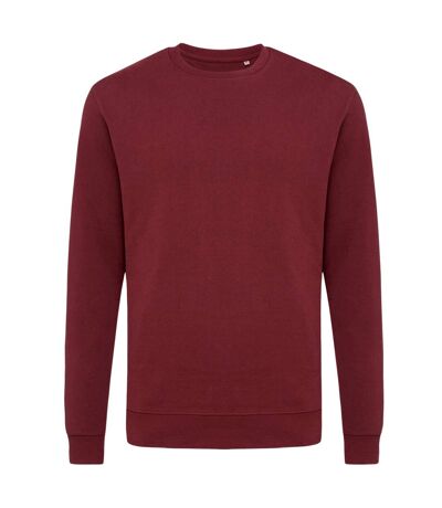Unisex adult zion recycled cotton crew neck sweatshirt burgundy Iqoniq