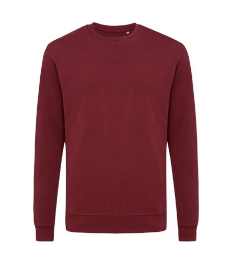 Unisex adult zion recycled cotton crew neck sweatshirt burgundy Iqoniq