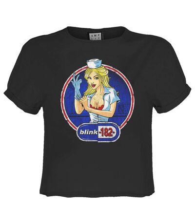 Womens/ladies enema of the state blink 182 crop top charcoal Amplified