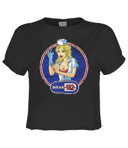 Womens/ladies enema of the state blink 182 crop top charcoal Amplified