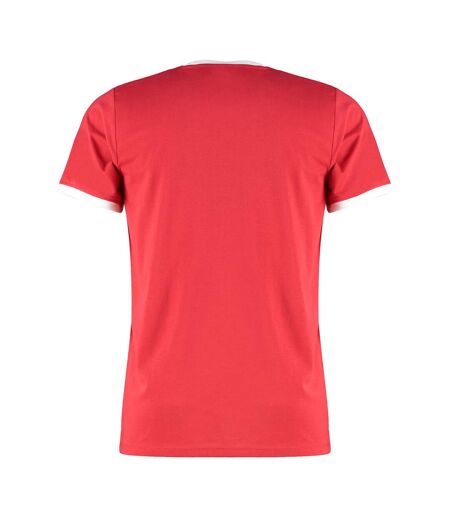 T-shirt ringer homme rouge / blanc Kustom Kit