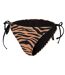 Womens/ladies Tiger Print Side Tie Bikini Bottoms Black Brown SoulCal-3
