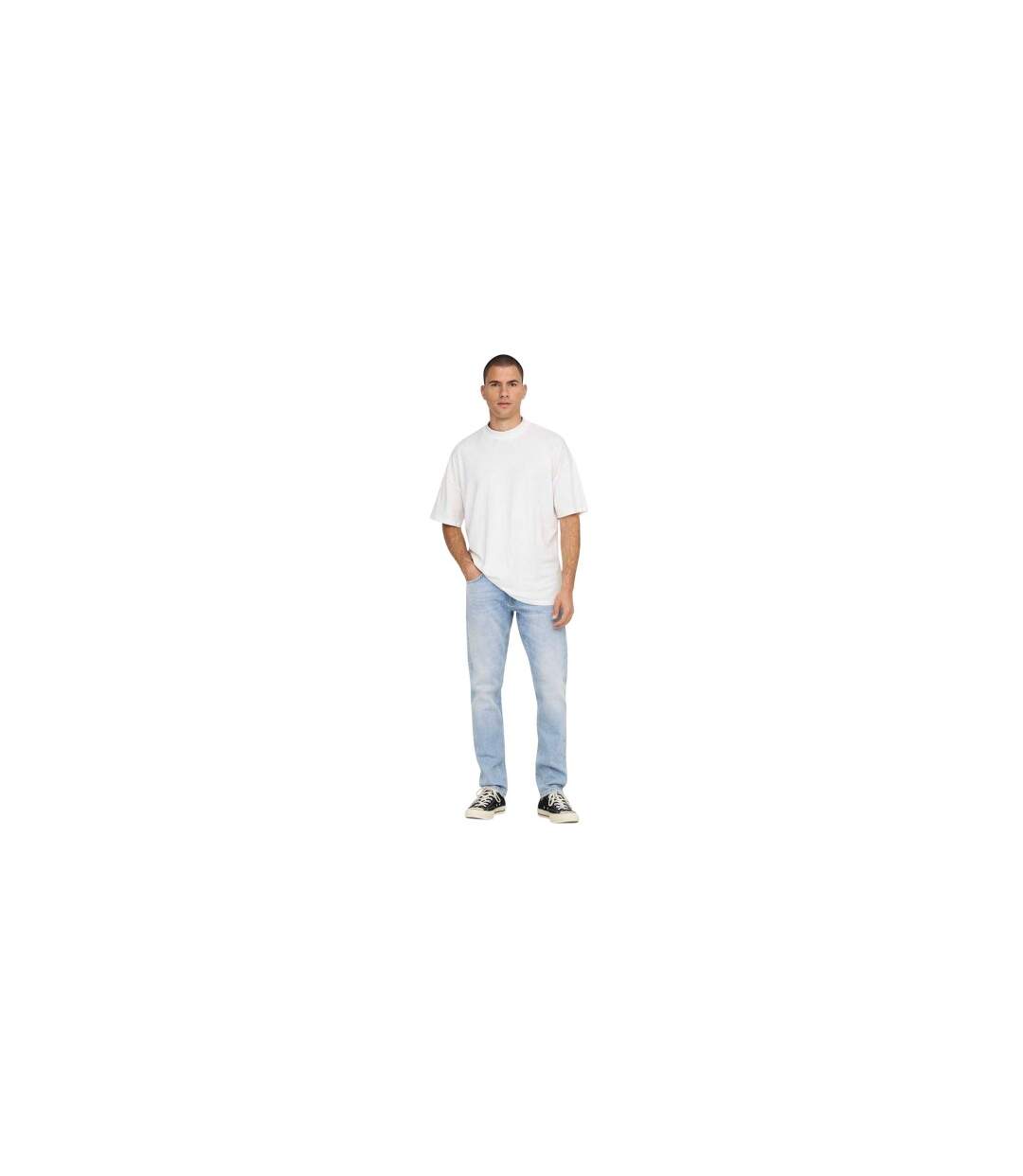 Mens Tai Logo Tapered Jeans Light Blue Only And Sons-1