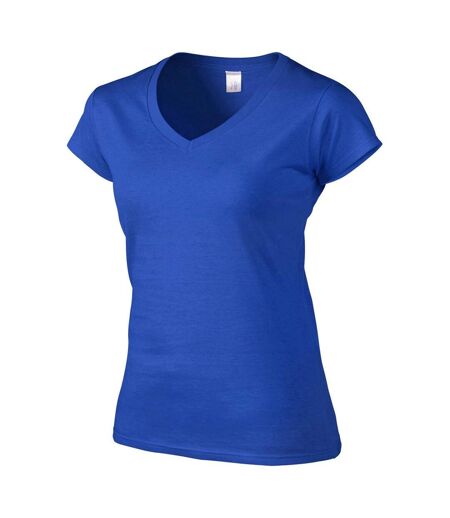 T-shirt À Manches Courtes Et Col En V Femme Bleu Royal Gildan