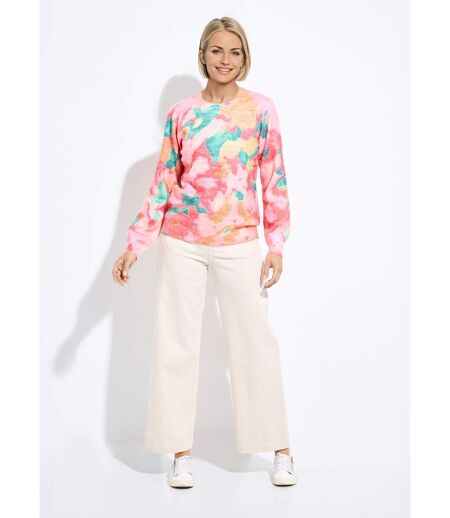 Pull doux col rond imprimé floral